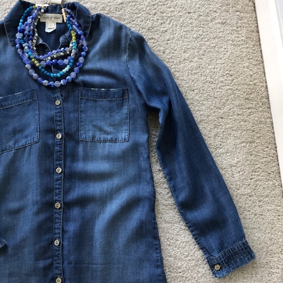{Anthropologie} Fringed Chambray Tunic - Picture 3 of 7